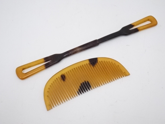 アンティーク着物 ] - 櫛・簪 アンティーク 本鼈甲製 櫛・笄セット